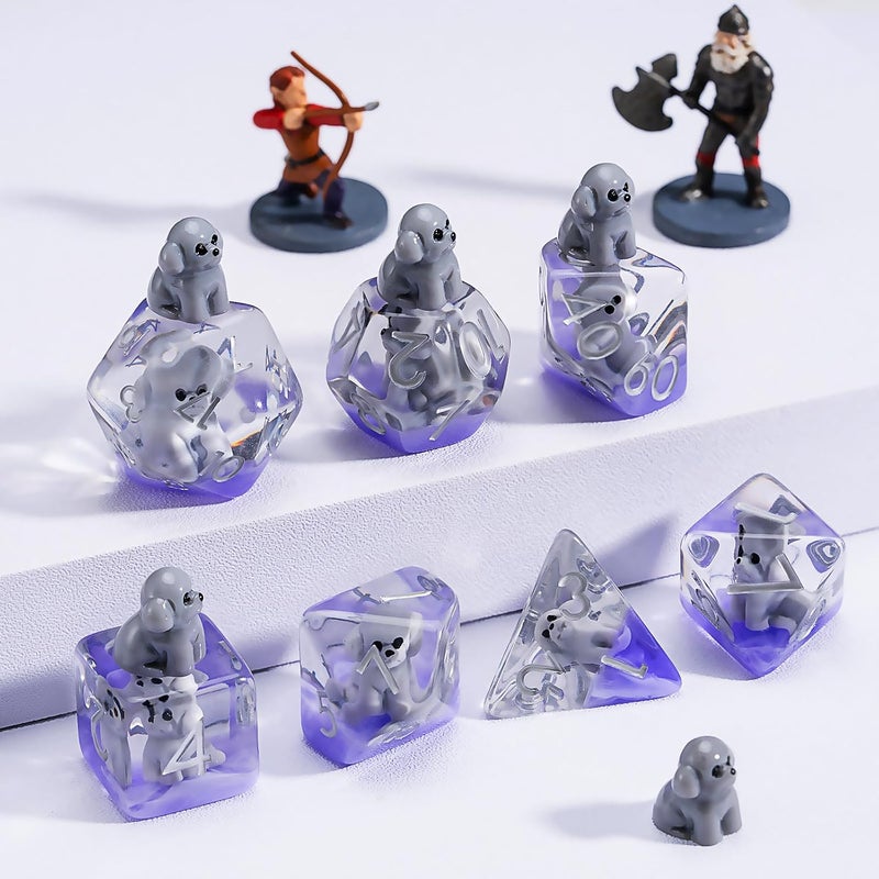 weyano Resin DND Dog Dice Set, Animal Polyhedral Dice for Dungeons and Dragons, RPG, MTG D&D 7-DIE (D4, D6, D8, D10, D12, D20, D%) for Ages 15 and Up - Image 5